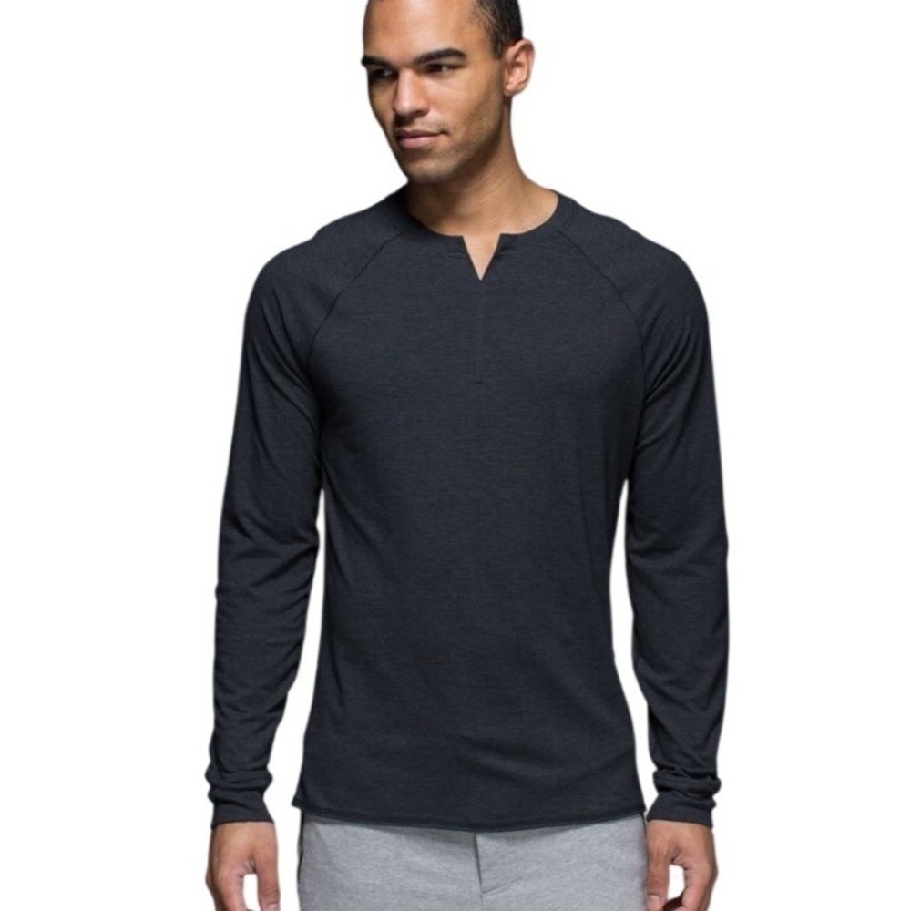 Lululemon Bodhi Long Sleeve Shirt Heathered Black Men's Medium